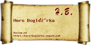 Hers Boglárka névjegykártya